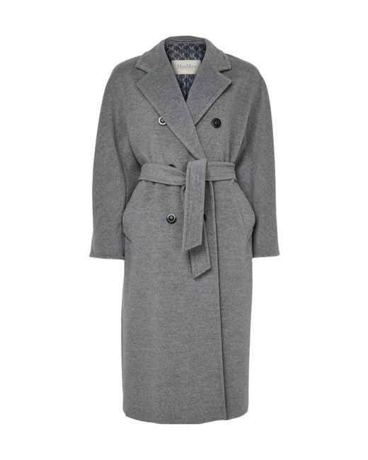 Max Mara Gray Madame Belted Maxi Coat