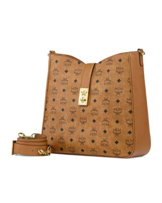 MCM Brown Tracy Visetos Large Shoulder Bag for men