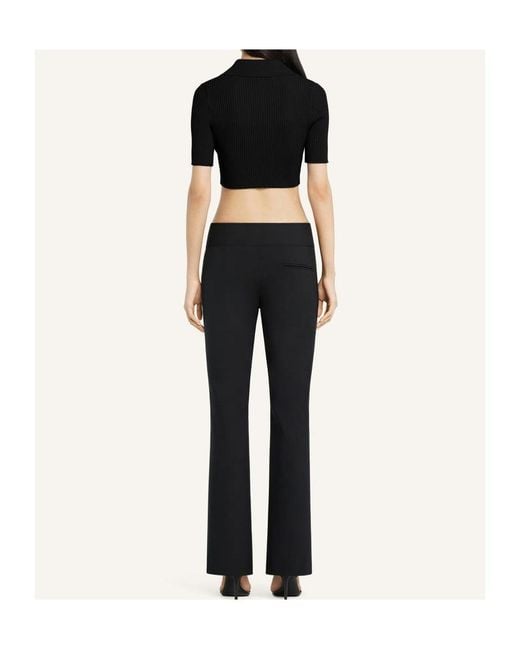 Courreges Black Courrèges Half-Button Knitted Cropped Polo Top