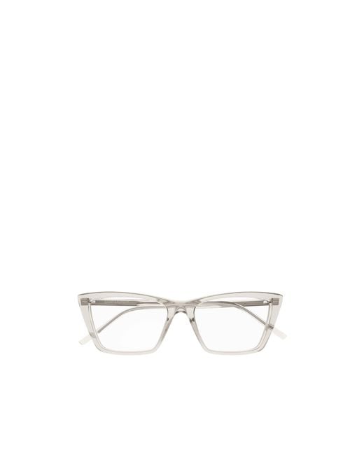Saint Laurent White Eyewear Sl 737 Mica Cat-Eye Glasses