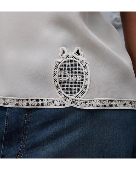 Dior White Médaillon Embroidered Tank Top