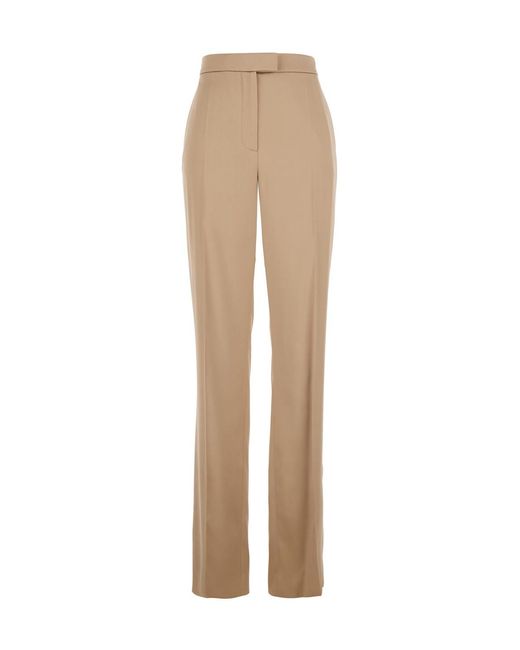 Valentino Natural Double Duchesse Stretch Straight Leg Pants