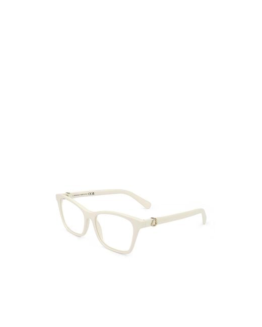 Moncler White Eyewear Rectangular Frame Glasses