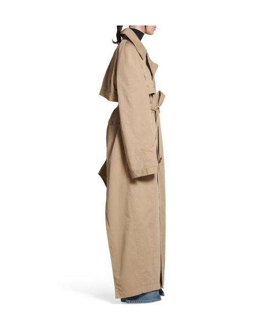 Balenciaga Women Beige Deconstructed Trench Coat With Matching Belt In Cotton Twill Woman