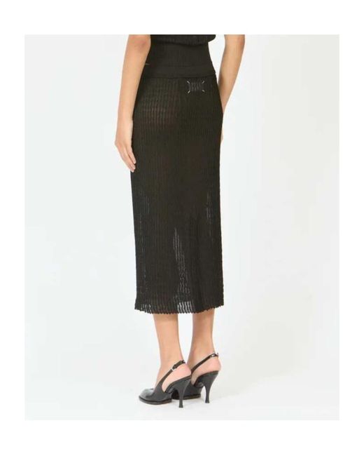 Maison Margiela Black Ribbed Knit Midi Skirt