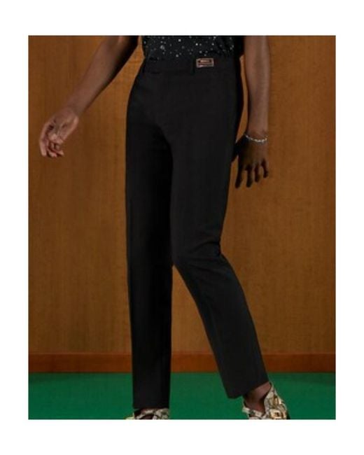 Gucci Black Logo-Patch Tailored Trousers for men