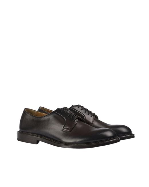 Doucal's Black Plain Lace-Up Shoes for men