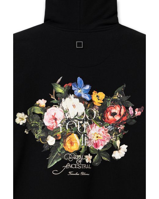 Wooyoungmi Black Floral Motif Hoodie for men