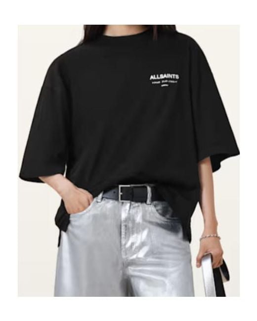 AllSaints Black Organic Cotton Under Amelie T-Shirt