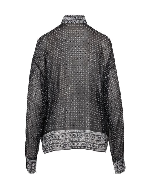 Ermanno Scervino Gray Patterned Sheer Shirt