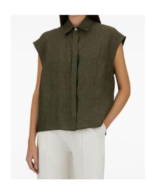 Herno Green Concealed-Fastening Sleeveless Shirt