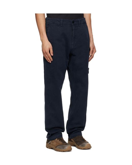 Stone Island Blue Casual Trousers With Belt Loops for men