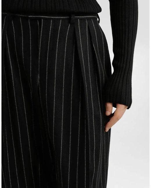 Dolce & Gabbana Black Striped Trousers for men
