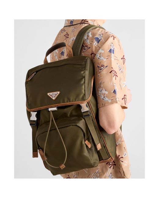 Prada Black Re-Nylon And Suede Backpack for men