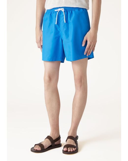 Loro Piana Blue Elastic Waist-Edge Beach Shorts for men
