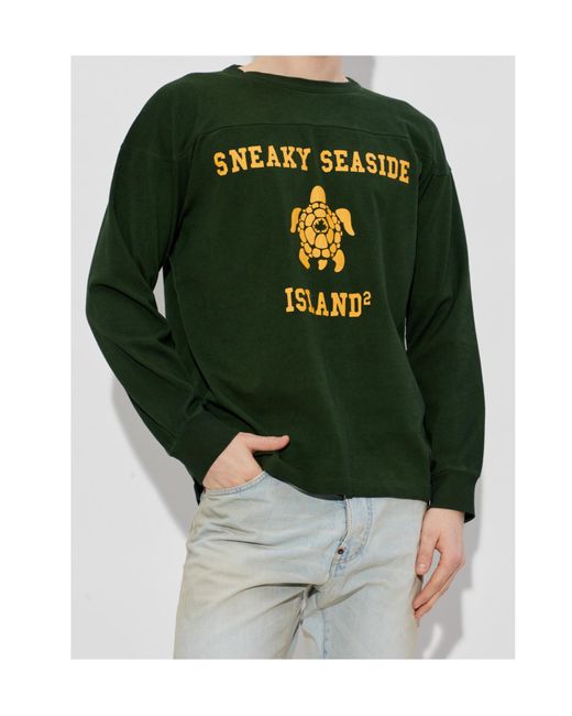 DSquared² Green Long Sleeve Print T-Shirt for men