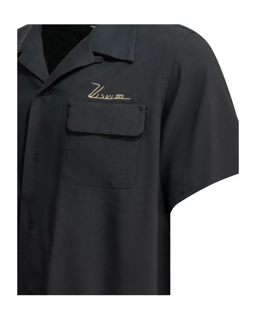 Visvim Black Judd Embroidered Camp-Collar Shirt for men