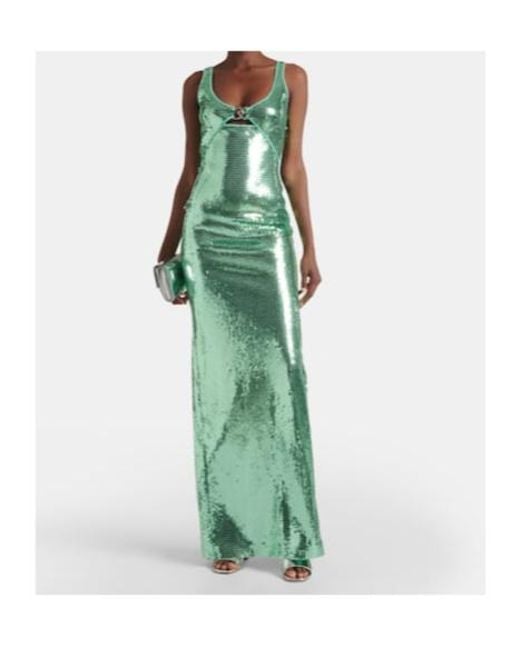 David Koma Green Sequined Gown