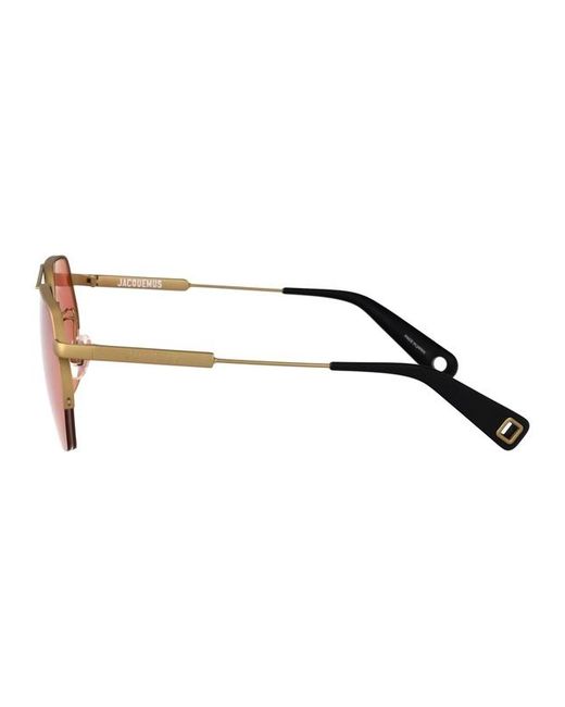 Jacquemus Pink Geometric-Frame Metal Sunglasses for men