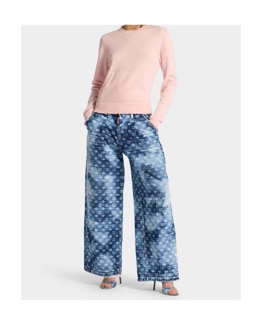 DSquared² Pink Signature Destroyed Knit Pullover
