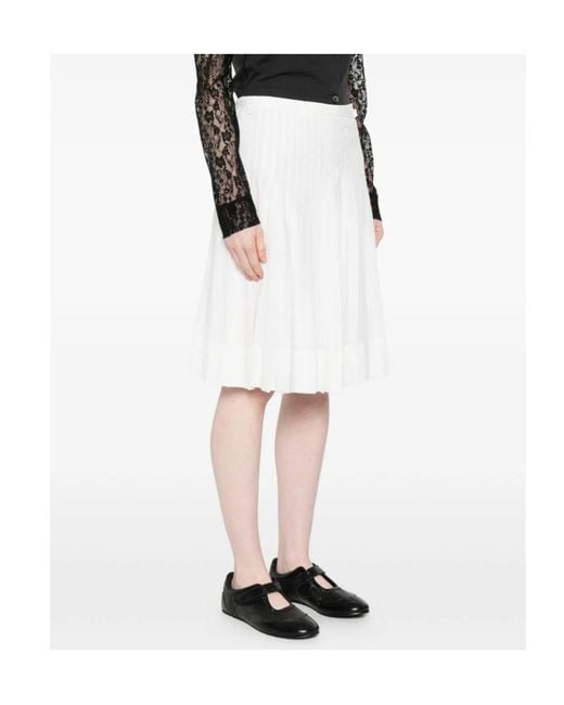 Low Classic White Pleated Midi Skirt