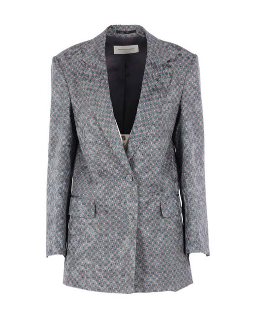Dries Van Noten Gray Patterned Single-Breasted Jacket