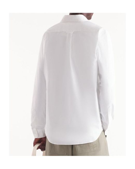 Maison Kitsuné White Maison Kitsuné Fox Head Embroidered Long-Sleeved Shirt for men