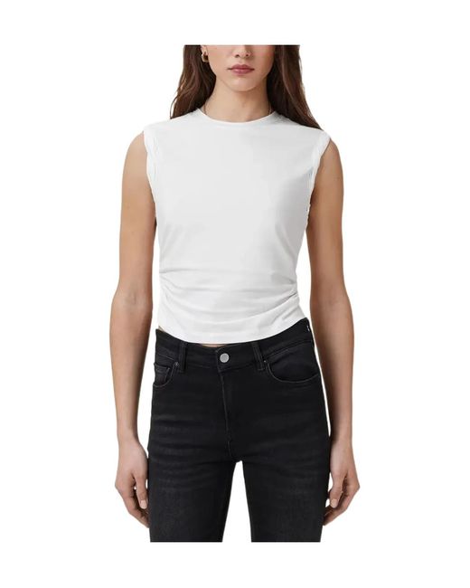 AllSaints White West Ruched Sleeveless Top