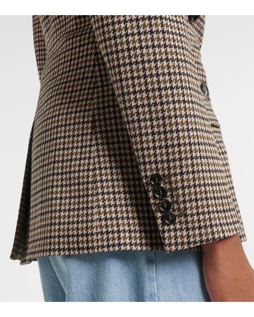 Max Mara Brown Houndstooth-Pattern Double-Breasted Blazer