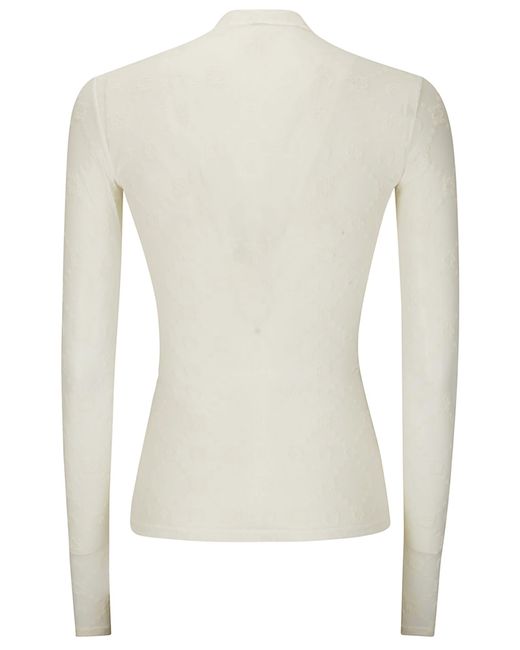 MARINE SERRE White High-Neck See-Through Long-Sleeved Top