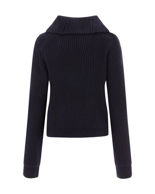 Jacquemus Blue Vega Asymmetric Wool-Blend Jumper
