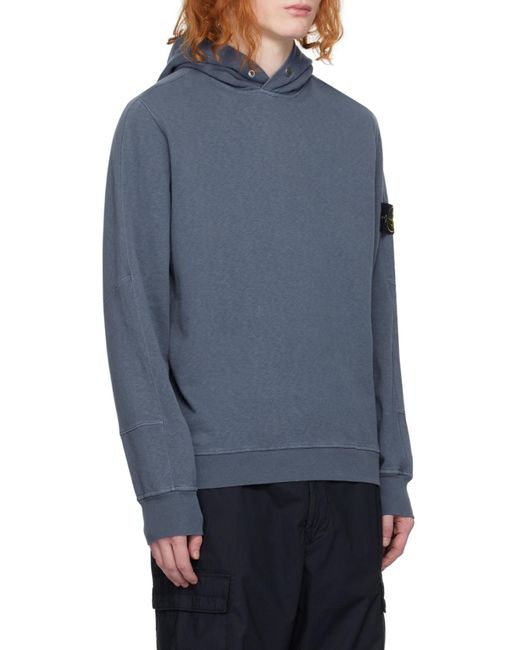 Stone Island Blue Compass-Badge Cotton Hoodie for men