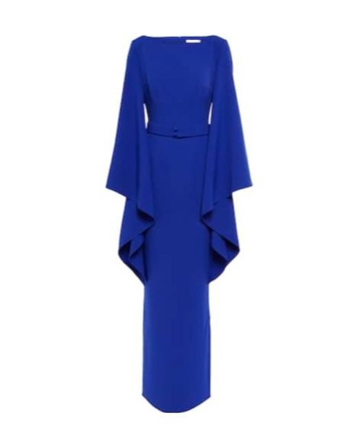 Safiyaa Blue Boat N Flared Belted Maxi Dress