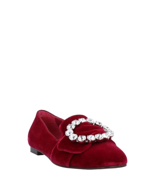 Dolce & Gabbana Red Round Toe Loafers