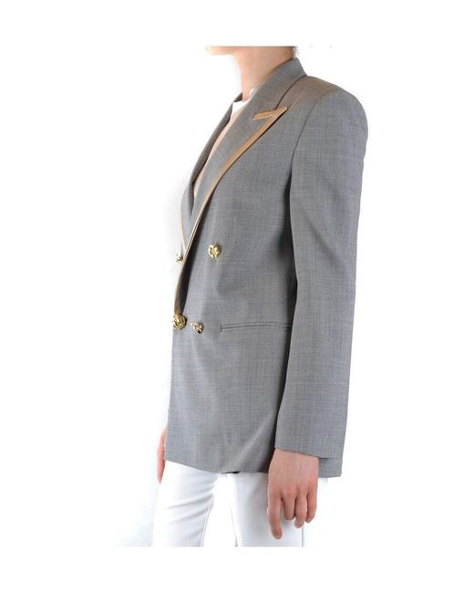 Pinko Gray Double-Breasted Suit Jacket