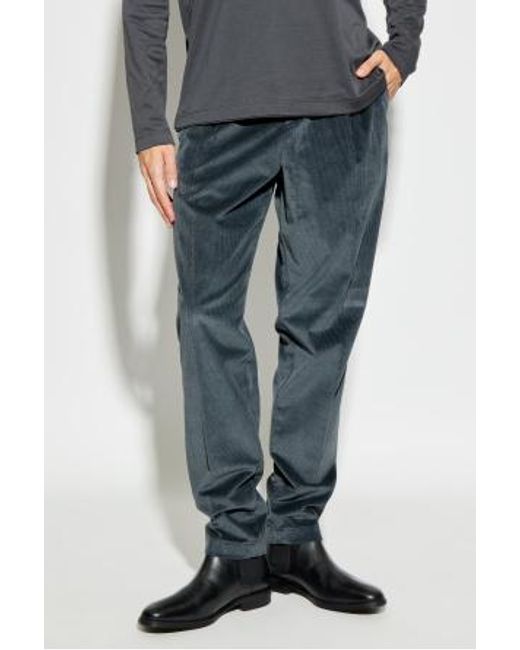 Eleventy Blue Corduroy Pleated Pants for men