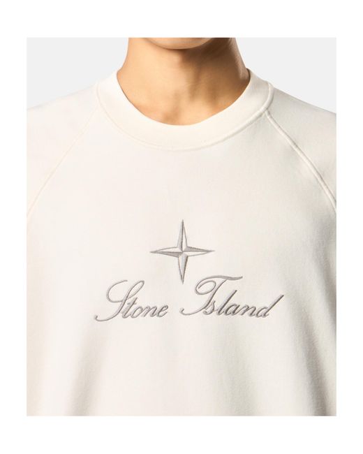 Stone Island White Oversized-Fit Raglan Crewneck Sweatshirt for men