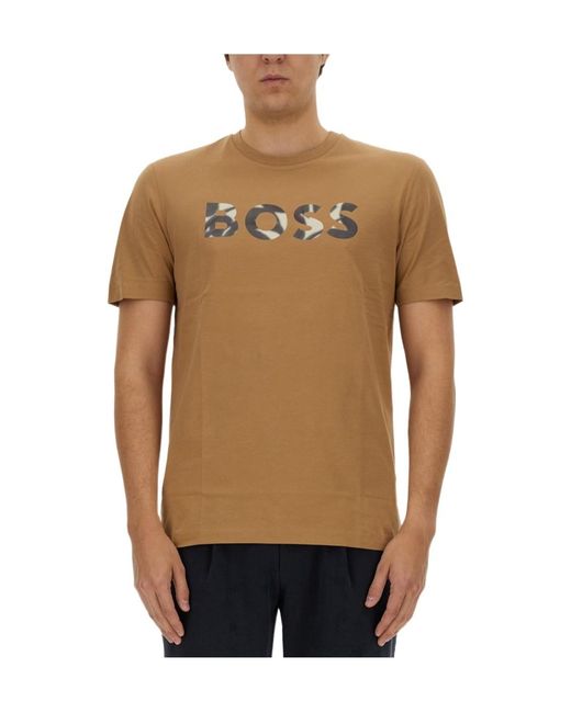 Boss Multicolor Boss Logo Printed Crewneck T-Shirt for men