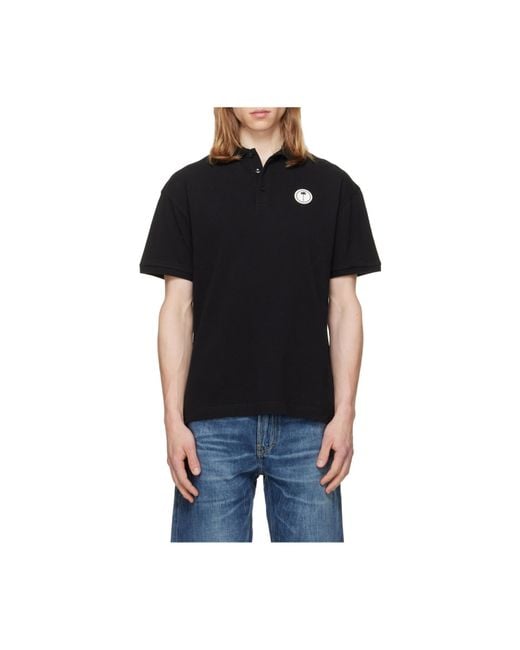 Palm Angels Black Palm Patch Short-Sleeved Polo Shirt for men