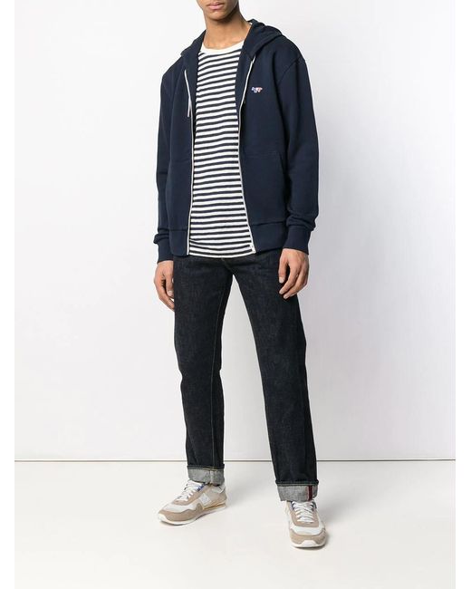 Maison Kitsuné Blue Logo Patch Hoodie for men