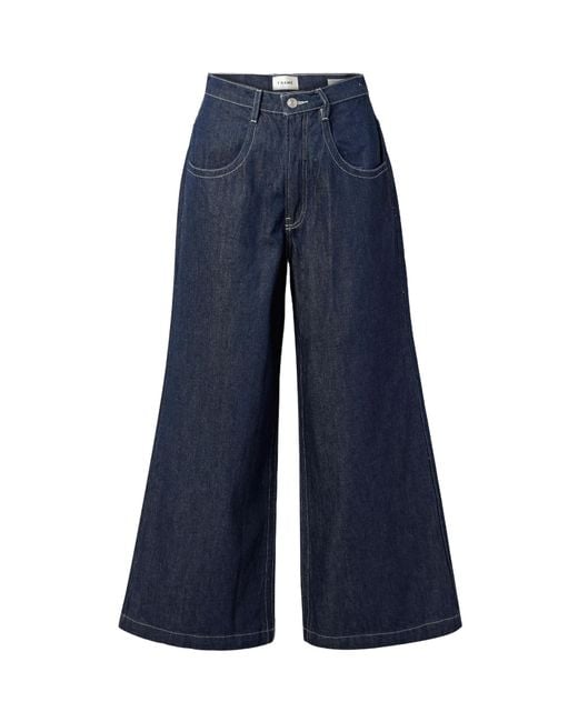FRAME Blue High-Waisted Wide-Leg Jeans