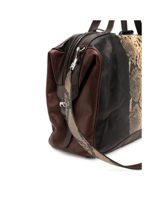 Dries Van Noten Black Snakeskin Patchwork Shoulder Bag for men