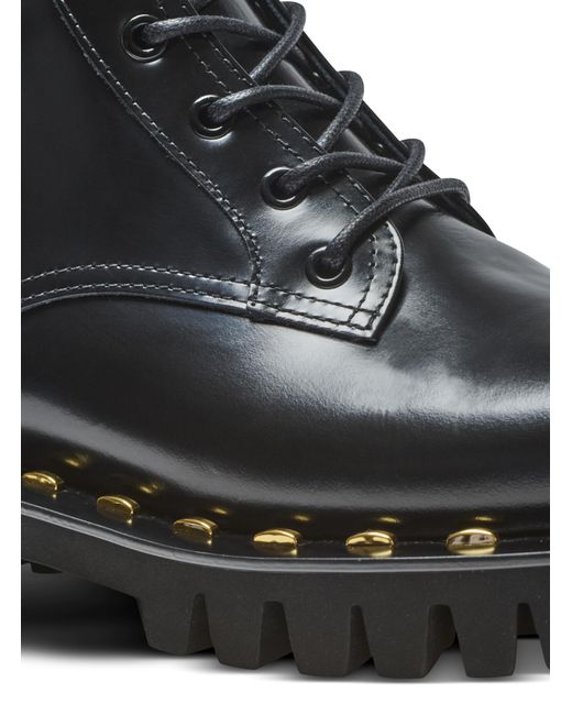 Balmain Black Glazed Leather Army Boots