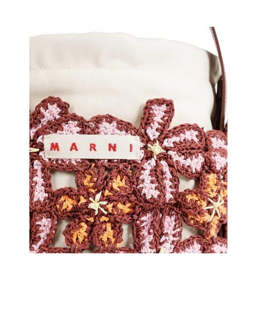 Marni Red Crochet Bucket Shoulder Bag