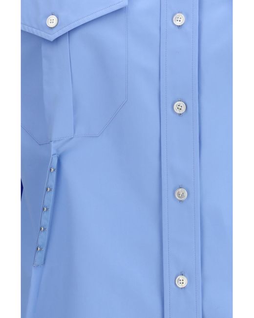 McQueen Blue Gathered Long Sleeve Shirt