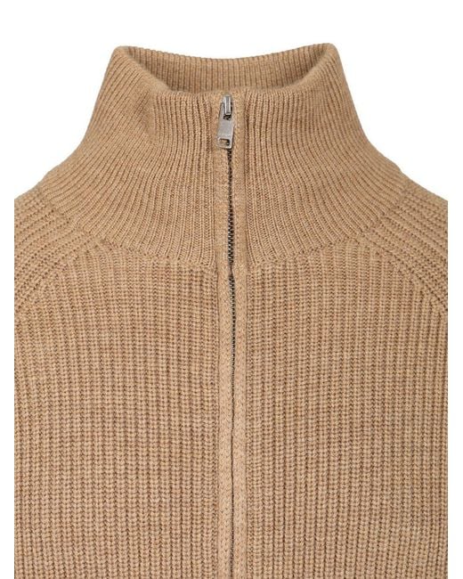 Isabel Marant Brown High-Neck Zipped Knit Cardigan for men