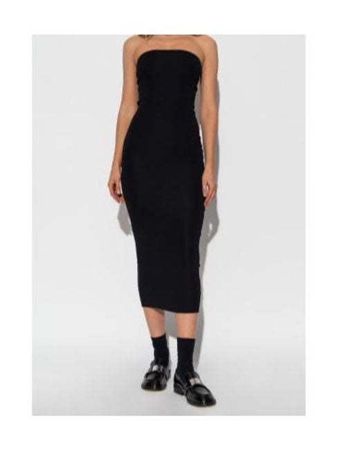 Entire studios Black Strapless Ribbed Midi Dress