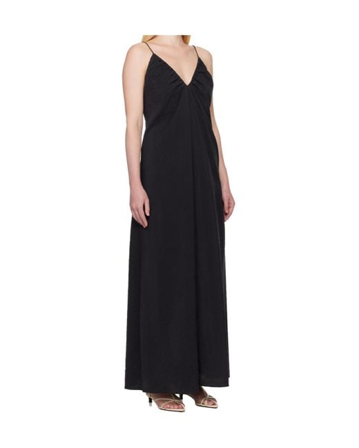 Rohe Black Pleated Slip Dress