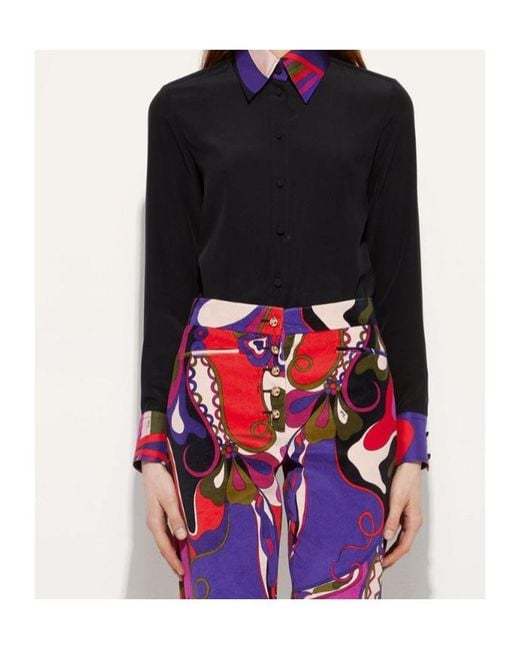 Emilio Pucci Black Button Print Shirt
