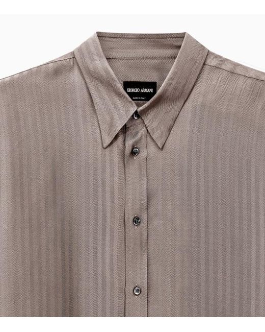Giorgio Armani Brown Herringbone Pattern Shirt for men